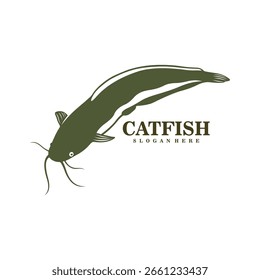 Vetor de design de logotipo Catfish. Silhueta Catfish Modelo Ilustração.