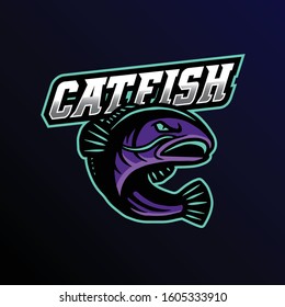 catfish mascot logo. catfish logo gaming illustration