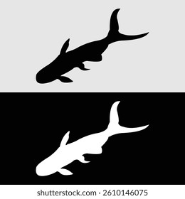 catfish silhouette design. Catfish is an ornamental fish and also a food fish