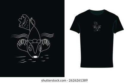 Catfish sketch hand drawn t-shirt design illustration