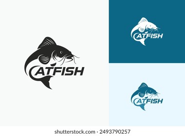 catfish typography logo design vector illustration