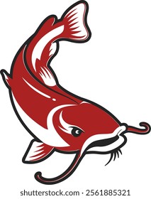 catfish vector illustration red color 