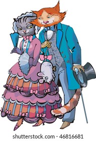 cat-gentlman makes the present to cat-lady