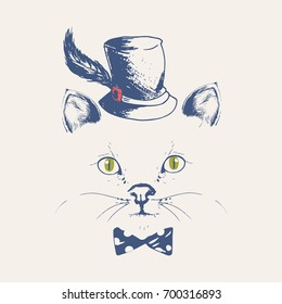 cat,hand drawn vector illustration, can be used for kid's or baby's shirt design, fashion print design, fashion graphic, t-shirt, kids wear