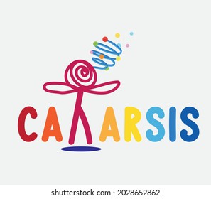 Catharsis idea, personal ​growth vector art, emotional development logo, art therapy logo,  vector illustration, creative icon 