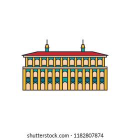 Cathedral architecture icon. Cartoon Cathedral architecture vector icon for web design isolated on white background