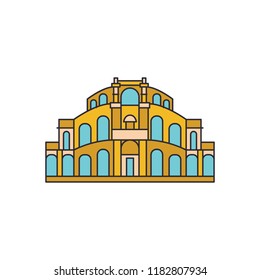 Cathedral architecture icon. Cartoon Cathedral architecture vector icon for web design isolated on white background