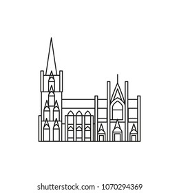 Cathedral architecture icon. Outline Cathedral architecture vector icon for web design isolated on white background