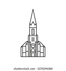 Icono de arquitectura de la catedral. Contorno Icono vectorial de arquitectura de catedral para diseño web aislado en fondo blanco