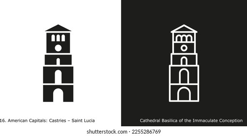 Cathedral Basilica of the Immaculate Conception Icon. Landmark building of Castries, the capital city of Saint Lucia
