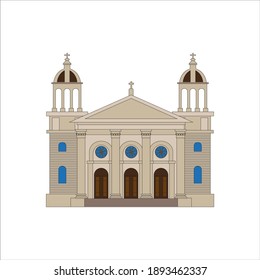 Cathedral Basilica of San Jose, California United States. illustration for web and mobile design.