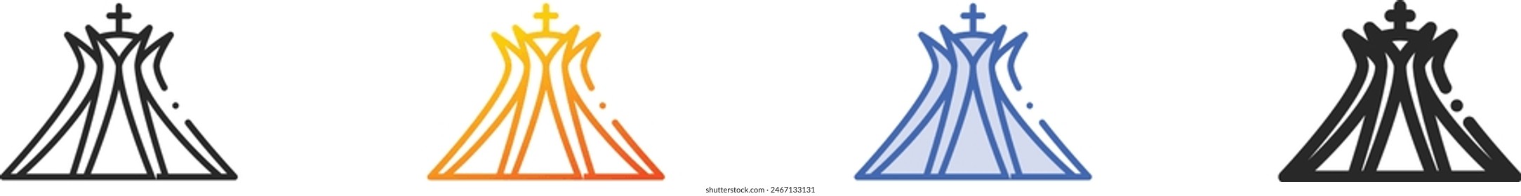 cathedral of brasilia icon.Thin Linear, Gradient, Blue Stroke and bold Style Design Isolated On White Background