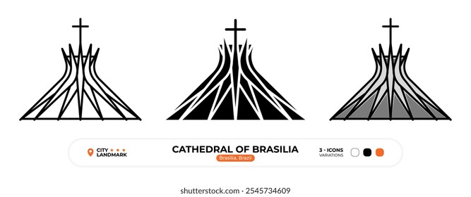 Ícone da Linha da Catedral de Brasília. Brasília Brasil, Símbolo Colorido Americano, Sinal De Resfriamento, Traço Editável.
