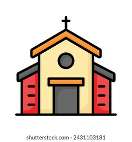 A cathedral building, christian wedding house, church editable vector