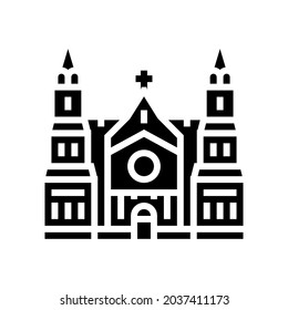 cathedral building glyph icon vector. cathedral building sign. isolated contour symbol black illustration