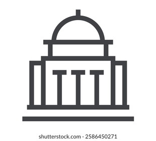 Cathedral building line art icon. Vector flat cartoon design element illustration