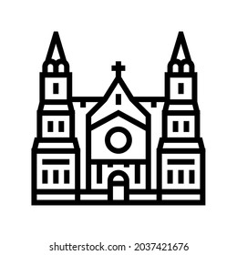 vector de icono de la línea de construcción de la catedral. cartel de la catedral. símbolo de contorno aislado ilustración negra