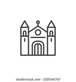 Cathedral building outline icon. linear style sign for mobile concept and web design. Christian church simple line vector icon. Symbol, logo illustration. Pixel perfect vector graphics