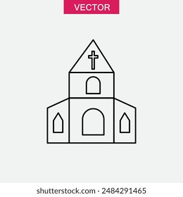 Cathedral building vector icon. simple flat linear illustration for web and app on white background..eps