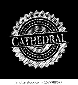Cathedral chalk emblem. Vector Illustration. Detailed.