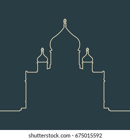 Cathedral of Christ the Savior in Moscow. Simple outline silhouette