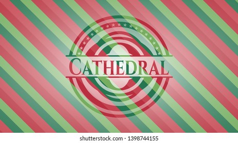 Cathedral christmas colors emblem. Vector Illustration. Detailed.