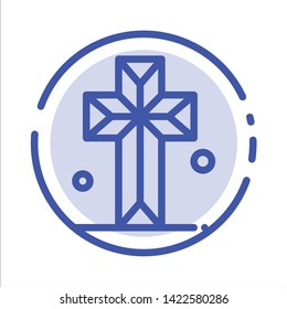 Cathedral, Church, Cross, Parish Blue Dotted Line Line Icon