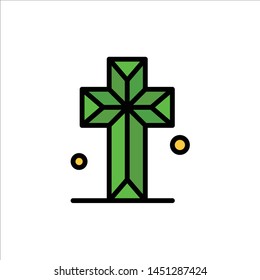 Cathedral, Church, Cross, Parish  Flat Color Icon. Vector icon banner Template