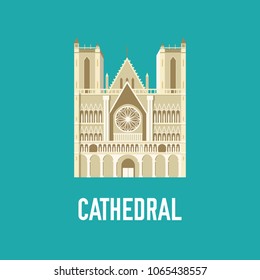 cathedral church vector illustration symbol object. Flat icon style concept design