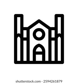 Cathedral. Editable stroke vector icon.