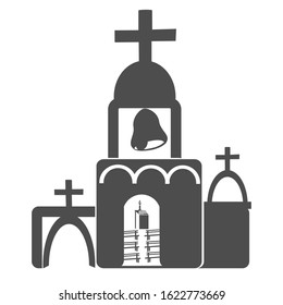 Cathedral glyph icon vector on white background. Flat vector cathedral icon symbol sign from modern monuments collection for mobile concept and web apps design.