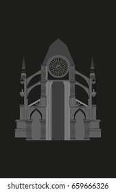 Cathedral. Gothic architecture. Vector drawn illustration.