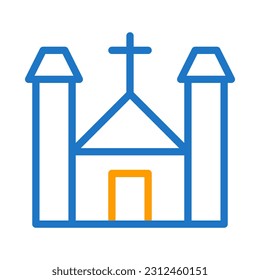 Cathedral icon duocolor blue orange easter illustration vector element and symbol perfect.