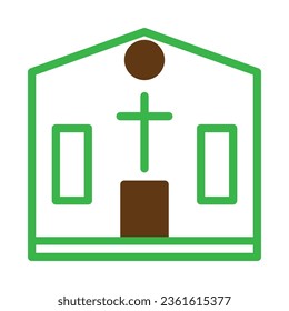 Cathedral icon duotone green brown colour easter illustration vector element and symbol perfect.