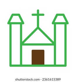 Cathedral icon duotone green brown colour easter illustration vector element and symbol perfect.