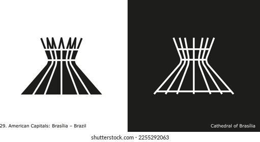 Kathedrale von Brasília Icon. Wahrzeichen des Gebäudes von Brasília, der Hauptstadt Brasiliens
