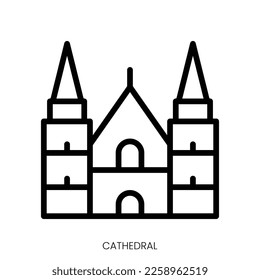 cathedral icon. Line Art Style Design Isolated On White Background