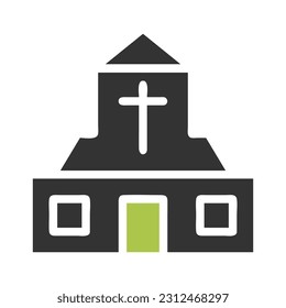 Cathedral icon solid green grey colour easter illustration vector element and symbol perfect.