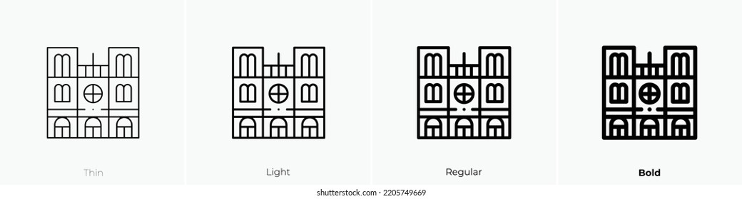 cathedral icon. Thin, Light Regular And Bold style design isolated on white background