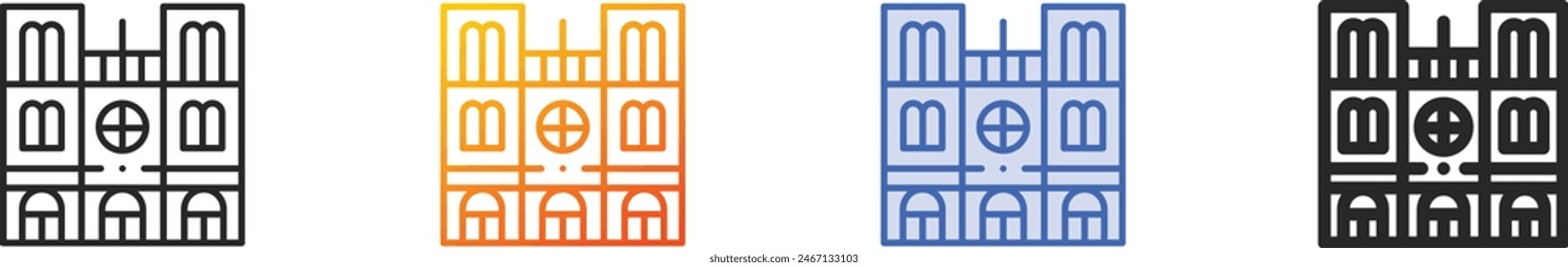 cathedral icon.Thin Linear, Gradient, Blue Stroke and bold Style Design Isolated On White Background