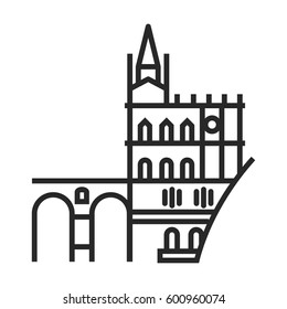 Cathedral of Las Lajas vector icon in simple outline style. This icon are perfect for your websites and applications.