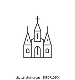 Cathedral linear icon concept. Cathedral line vector sign, symbol, illustration.