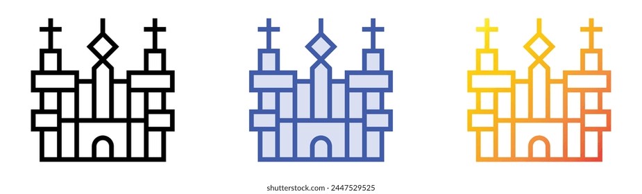 cathedral of morelia icon. Linear, Blue Fill and Gradient Style Design Isolated On White Background