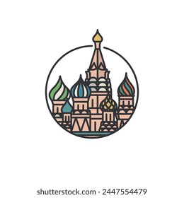 Cathedral in Moscow. The most popular cultural symbol of Russia. Colorful nine union-shape domes with swirling decorations. 