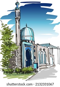 Cathedral Mosque - hand drawn sketch