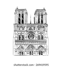 The Cathedral of Notre Dame de Paris, France. Vector illustration