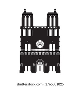 cathedral of notre dame france monument line style vector illustration