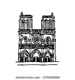 Cathedral of Notre Dame. Hand drawing. Vector illustration