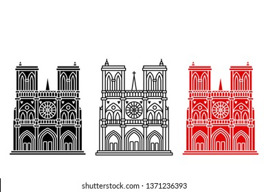 Cathedral of Notre Dame isolated. Vector illustration