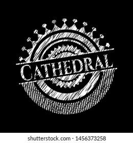 Cathedral on chalkboard. Vector Illustration. Detailed.